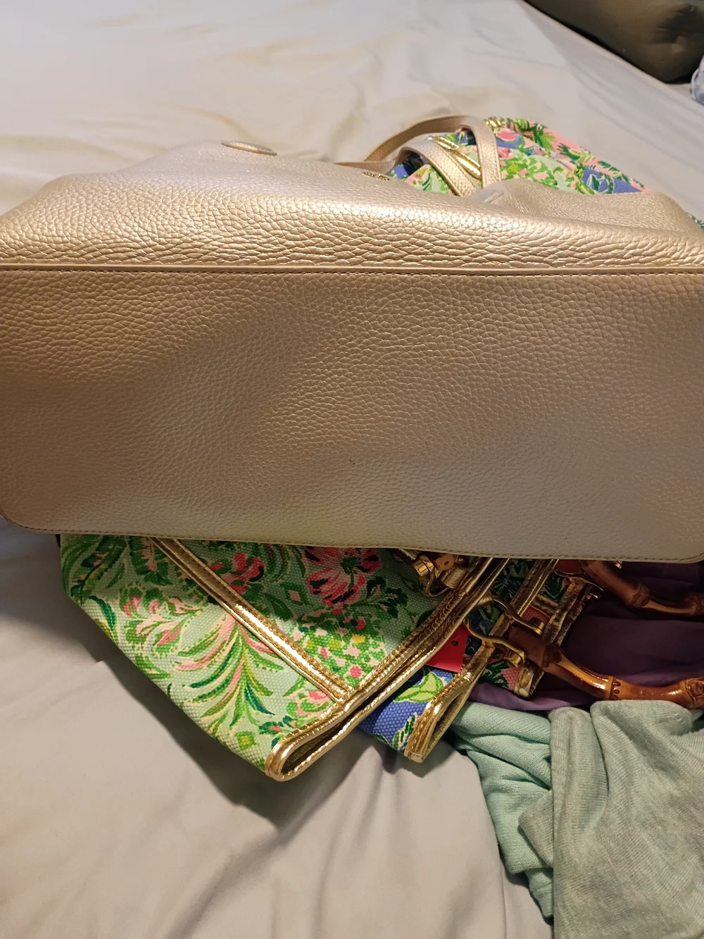 Tory Burch Metallic Silver Pebbled Leather Tote NWOT